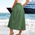 thumbnail image 5 of Maxi Skirts for Women Boho Elastic High Waist Button Front Side Slit Floral Print Flowy Summer Casual Beach Skirt, 5 of 6