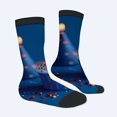 thumbnail image 2 of Four Seasons Universal Socks (2 Pairs) - Unisex Trendy Mixed Color Socks with Whimsical Cupcake Design and Vibrant Blue Background, 2 of 5
