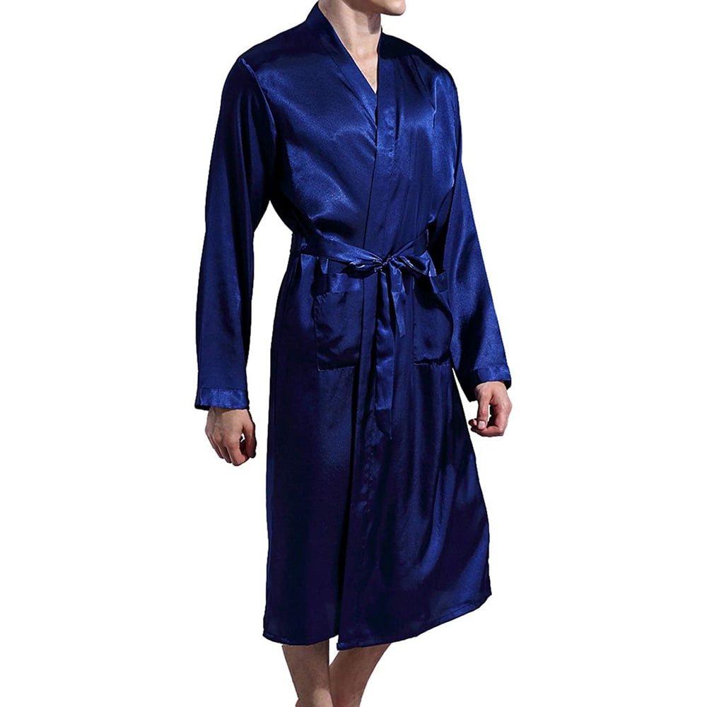 FeionaMen's Long Bathrobe Sleepwear Satins Loungewear Satin Kimono