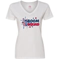 thumbnail image 3 of Inktastic 4th of July Boom Squad Blue and Red Fireworks Women's V-Neck T-Shirt, 3 of 5