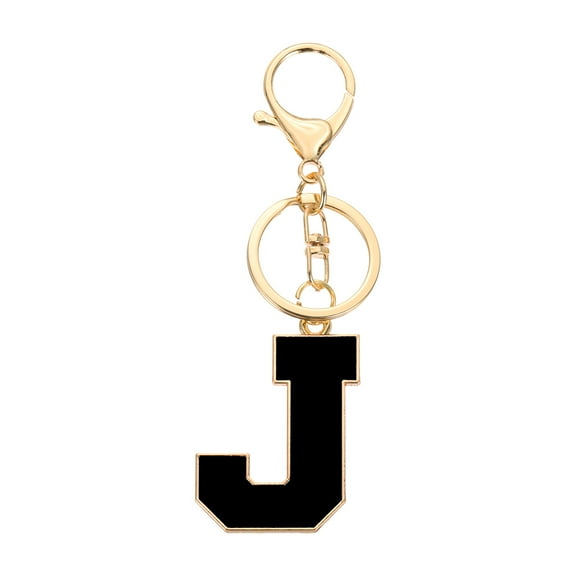 Uxcell Initial Letter Keychain, Black A-Z Alphabet Keyring A-Z Letter, Personalized Metal Key Chain for Women Men Gift Purse Handbags Car Key Rings (J)