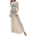 thumbnail image 4 of Coduop Women Long Sleeve Knitted Dress See-through Long Party Dress for Beach Club Streetwear, 4 of 9