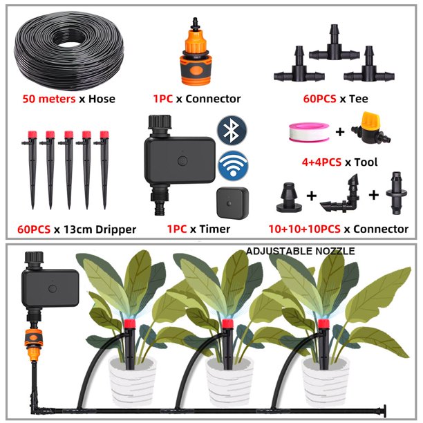 High-quality Garden Watering Automatic Irrigation System 4/7mm Hose Smart Wifi Compatible Timer Kit for Greenhouse Home Pot Drip He Qiyong unisex