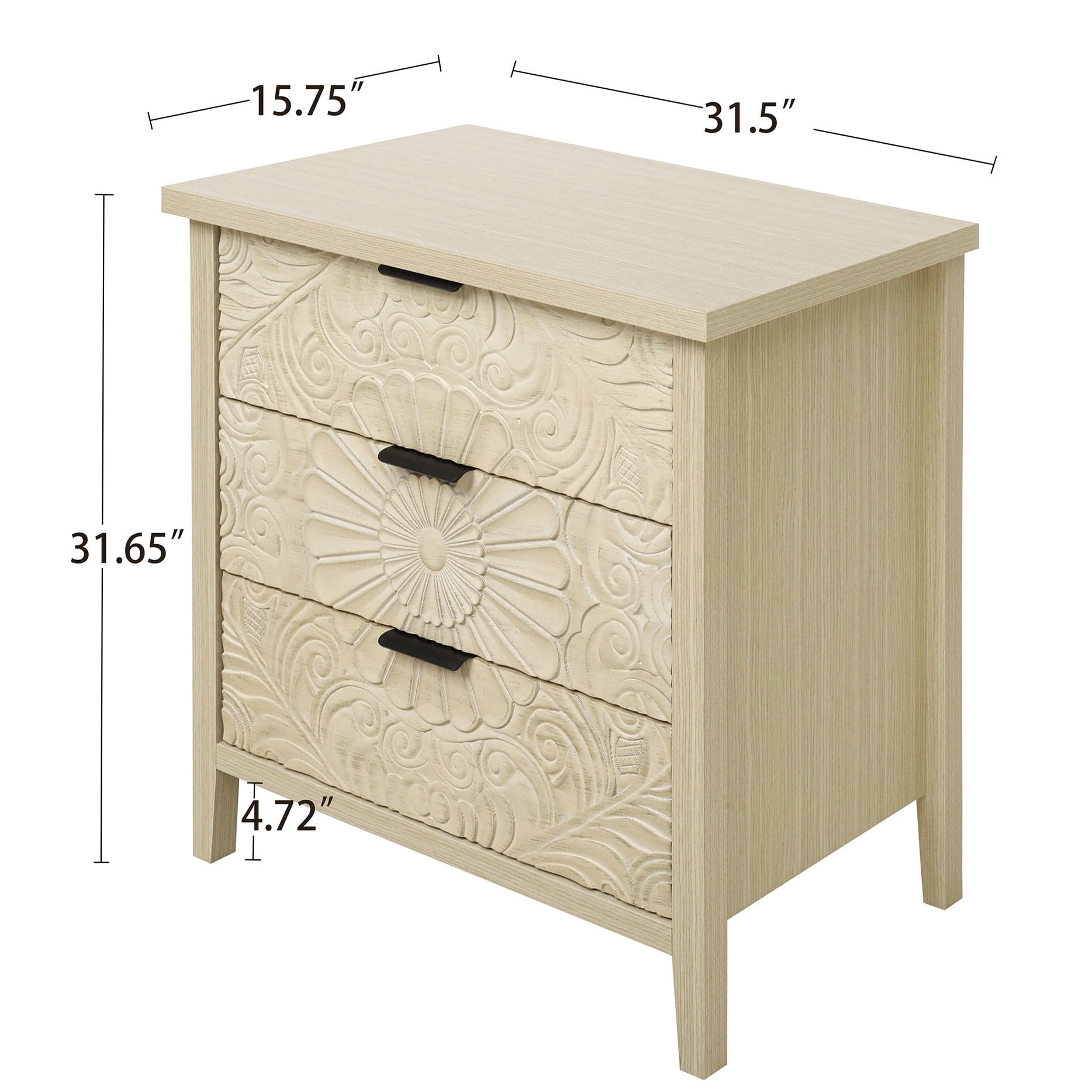 Gewnee 3 Drawer Cabinet, American Furniture, Suitable for Bedroom, Living Room, Study