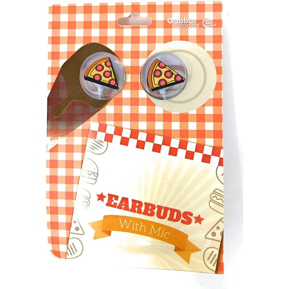 Gabba Goods Pizza Earbuds with Microphone, Orange, 6 x 4 x 1 inches