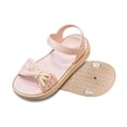 thumbnail image 2 of Little Girls Open Toe Summer Sandals, Neutral Tone Bow Design Adjustable Strap Sandals For Kids Casual Pink Size 6.5-7 Years, 2 of 6