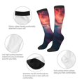thumbnail image 3 of JUNZAN Cosmic Paint Swirl Pattern Fun Novelty Knee Warmer High Socks, 3 of 6