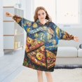 thumbnail image 5 of FORMRS Wearable Blanket Hoodie with Sleeves for Kids Cozy Flannel Sweatshirt, Starry Pizza, 5 of 7