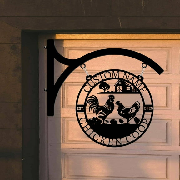 Craftnamesign Custom Chicken Coop Metal Hanging Sign, Hanging Outdoor Sign For Chicken Farmhouse