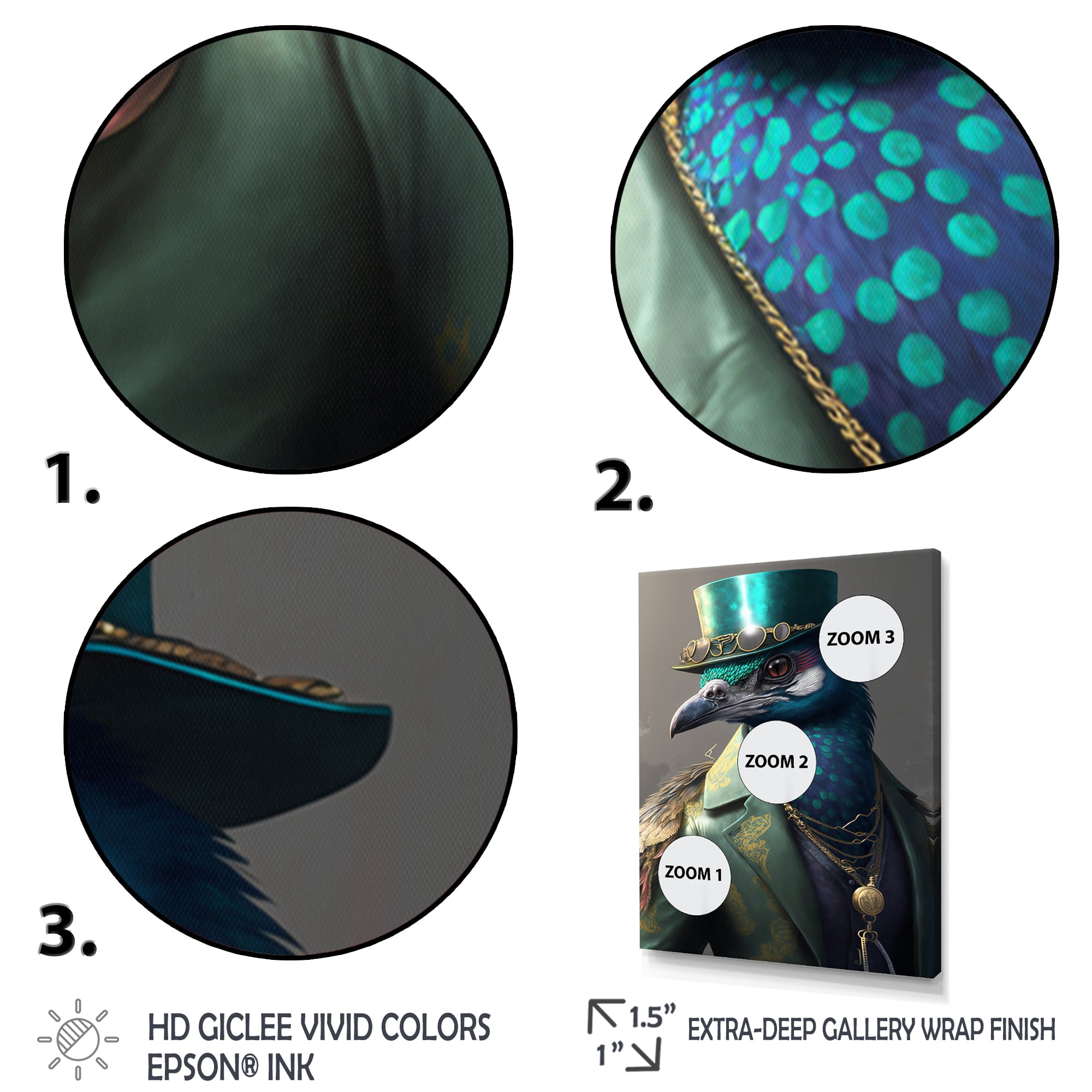 Designart Peacock Gangster In NYC II Canvas Wall Art