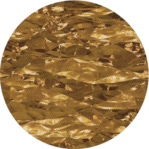 Ahgly Company Machine Washable Indoor Round Transitional Orange Area Rugs, 6' Round