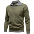 thumbnail image 1 of Yaoyar Men's Fashion Color Blocked Fake Two Piece Long Sleeve Collar Elastic Tight Set Knitted Sweater, 1 of 6