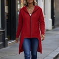 thumbnail image 6 of Edvintorg Women Jacket Full Zip Hooded Long Split Coat Lightweight Long Sleeve Casual Tunic Outerwear with Pocket Womens Clothing Red L, 6 of 8