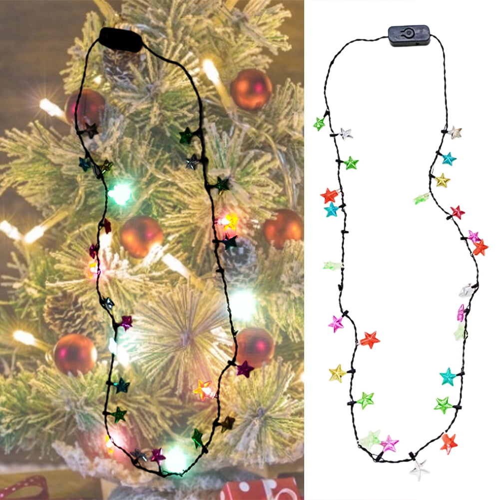 Holiday Cheer Seasonal Festive Christmas Jumbo Light Bulb Necklace Lights Up!