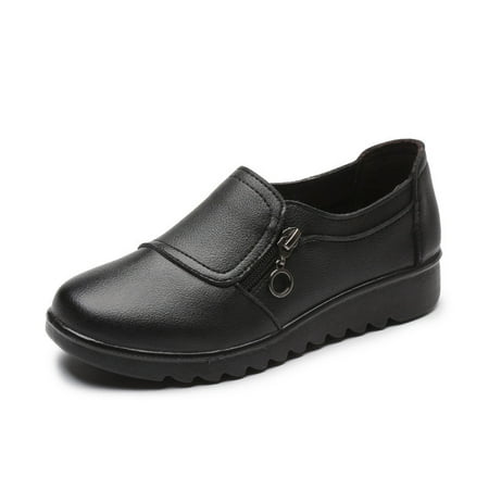 

Toyella Wedge Leather Shoes Grandma Shoes Ins Trendy Old Man Shoes black 41