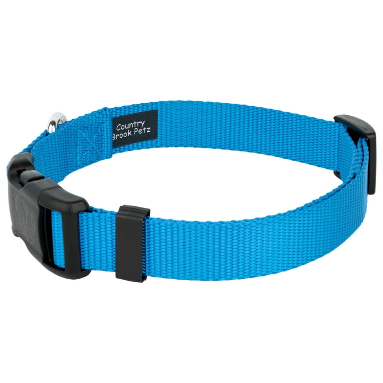 Country Brook Petz American Made Deluxe Ice Blue Nylon Dog Collar, Large