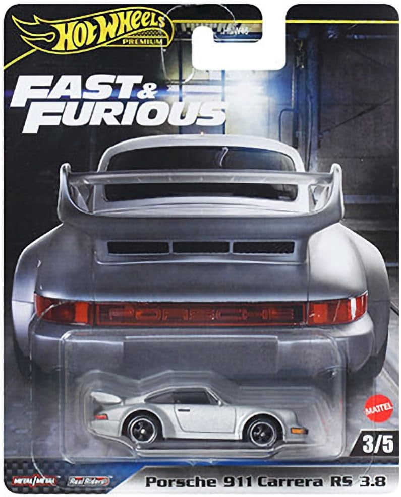 Hot Wheels Premium Fast & Furious Die-Cast Cars, Set of 5, Civic Coupe, Lancer Evo IX, 911 RS 3.8, Toyota Chaser, Gallardo 570-4, 1:64 Scale, Metal HNW46-956M