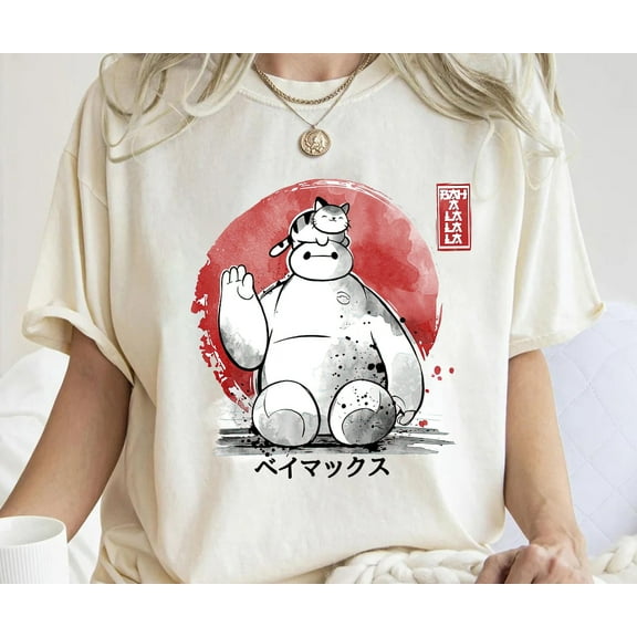 Disney Big Hero 6 Hello I'm Baymax Japanese Vintage Style T-Shirt, Disneyland Family Vacation Shirt, Disney World Matching Birthday Gifts