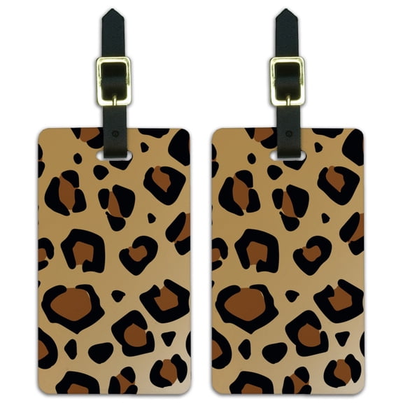 Leopard Print Animal Spots Luggage ID Tags Suitcase Carry-On Cards - Set of 2