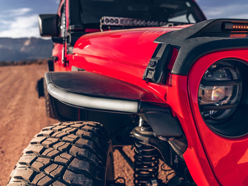 Rugged Ridge by RealTruck Metal Max Fender Flares Front, Daytime Running Lights, Steel, Textured Black|11641.13|2018-2024 Jeep Wrangler JL 2/4-Door; 2020-2024 Jeep Gladiator JT