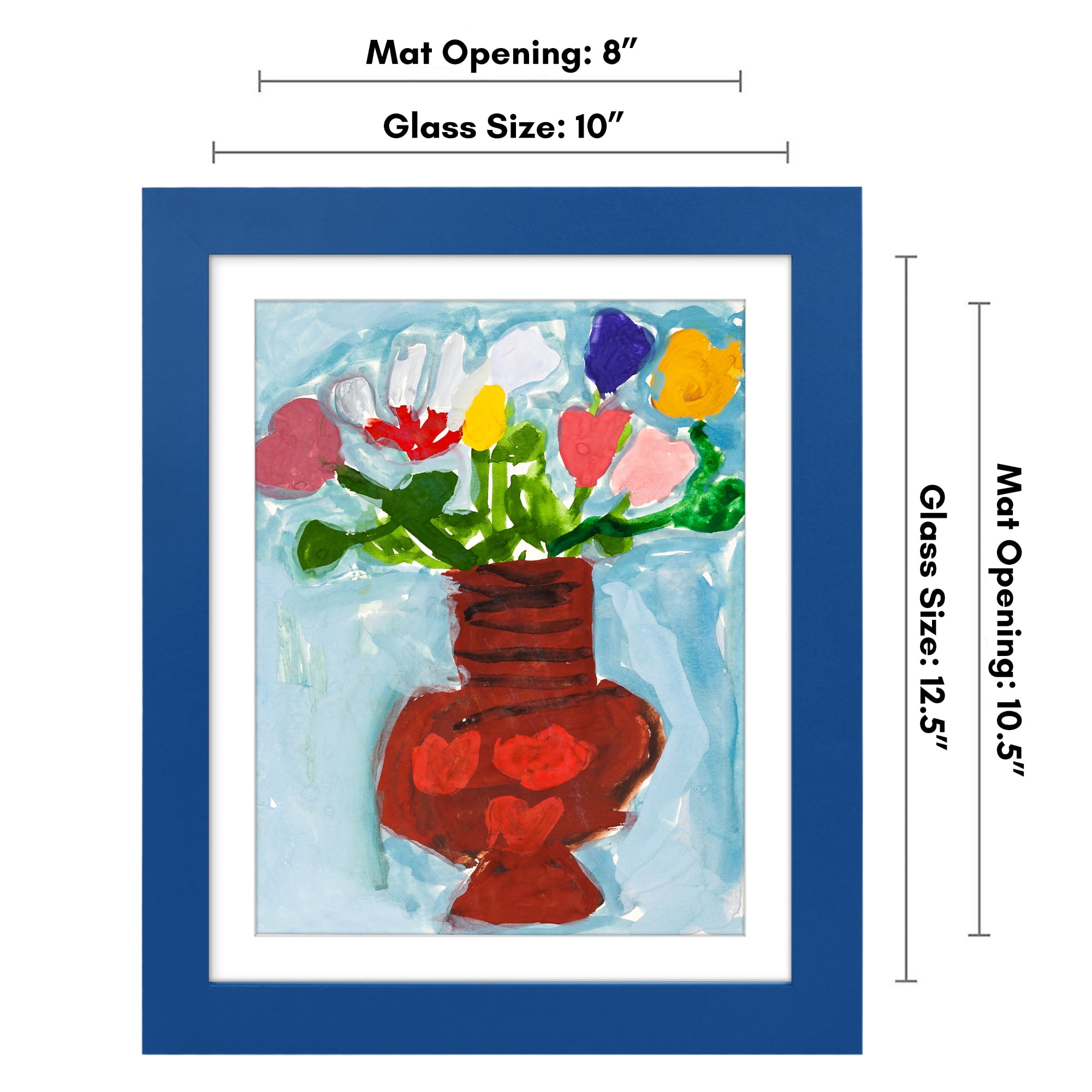 Americanflat 10x12.5 Kids Art Frame with 8.5x11 Mat Holds 100 Art Pieces Sapphire Magnetic Letter Size Mini - Blue