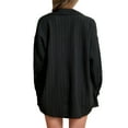 thumbnail image 3 of Womens Black Button Down Shirt Casual Lapel Long Sleeve and Pocket Blouses, 3 of 4