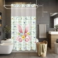 thumbnail image 5 of Easter Rabbit No Hooks Shower Curtain with Snap-in Liner Spring Bunny Ears Foot Colored Floral Green Plaid Shower Curtains for Bathroom, Waterproof, Easy Install, Washable 36"x78", 5 of 9
