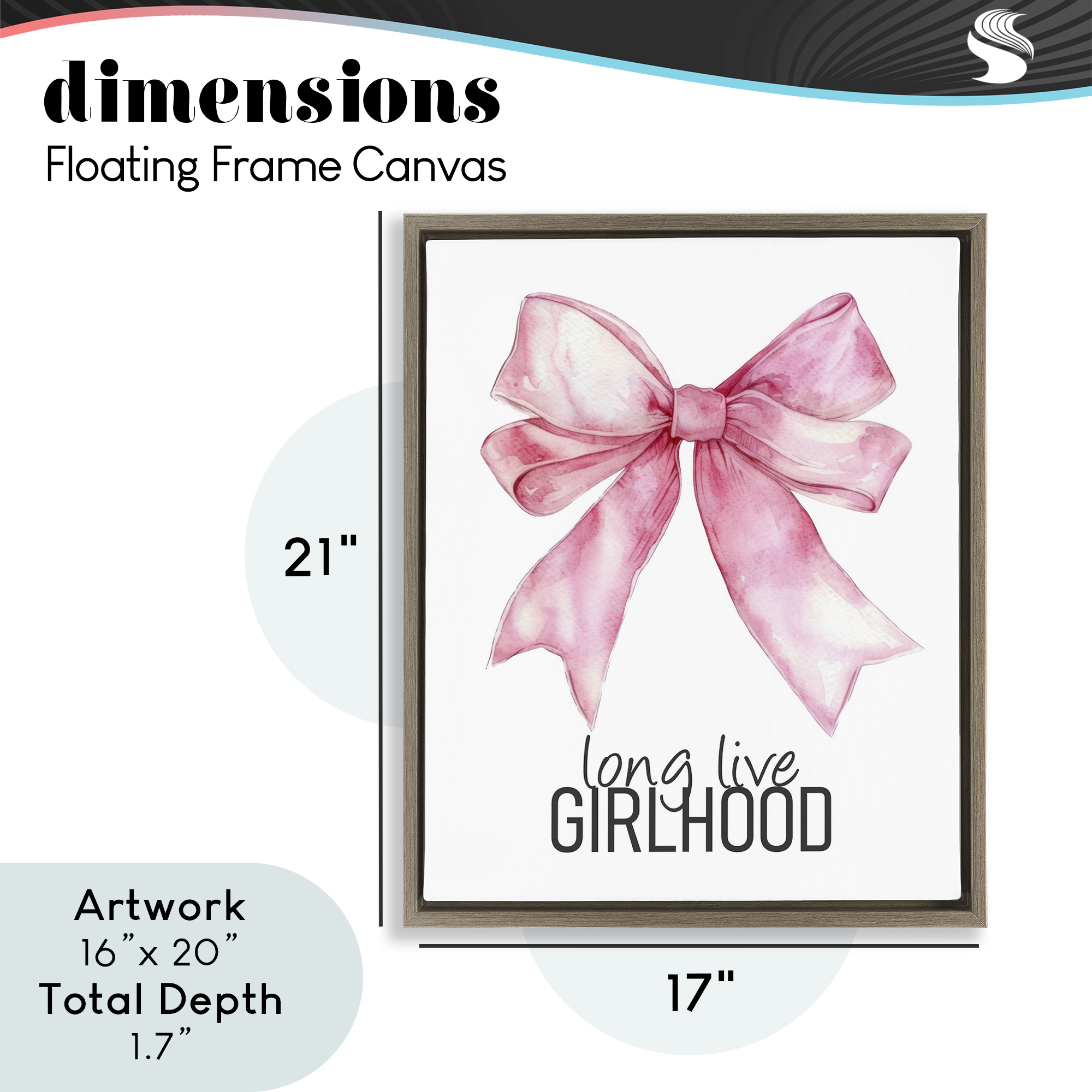 Long Live Girlhood Brown Framed Floater Canvas Wall Art, design by Kim Allen