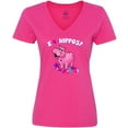 thumbnail image 3 of Inktastic I Love Hippos with Pink Hippo and Flowers Women's V-Neck T-Shirt, 3 of 5