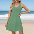 thumbnail image 2 of Summer Plus Size Mini Dresses for Womens 2026 Fashion Solid Color Casual Slim V-neck With Side Pockets And Long Skirt, 2 of 7