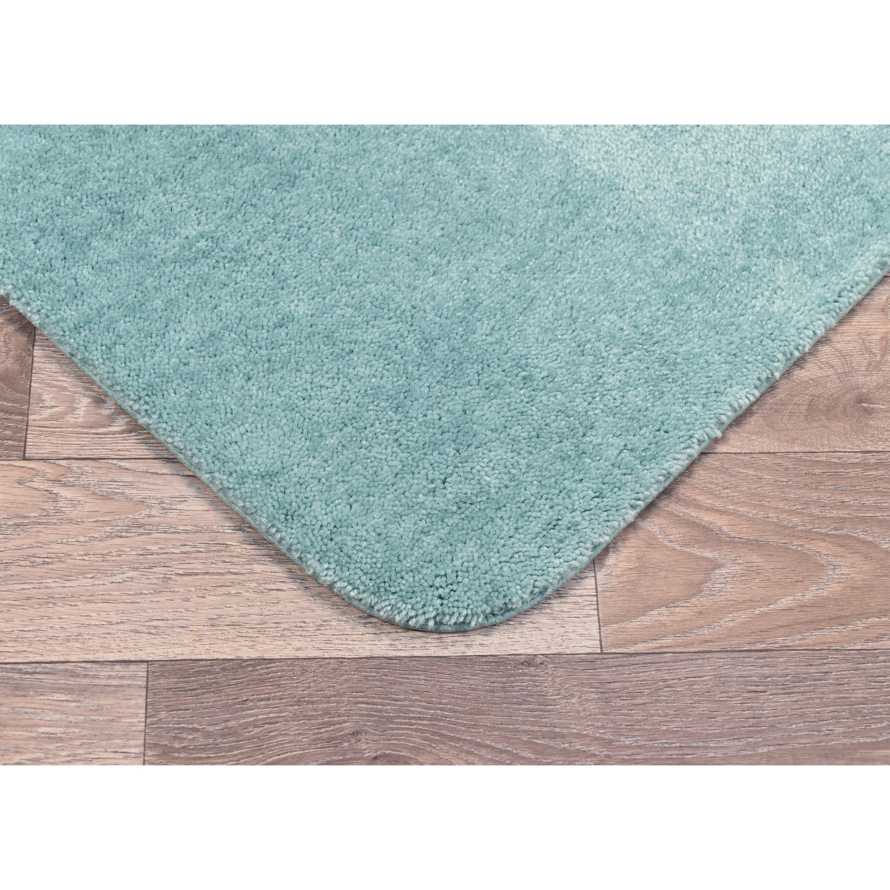 Garland Rug Traditional Washable Bath Rug Set, 3 Piece Set (21"x34" Bath Rug, Contour Rug, & Toilet Lid) Sea Foam