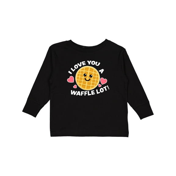 Inktastic I Love you a Waffle Lot with Cute Happy Waffle Boys or Girls Long Sleeve Toddler T-Shirt