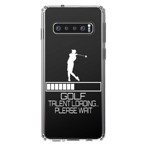 DistinctInk Clear Shockproof Hybrid Case for Samsung Galaxy S10 (6.1" Screen) - TPU Bumper Acrylic Back Tempered Glass Screen Protector - Golf Talent Loading Please Wait