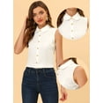 thumbnail image 2 of DARING DIVA Women's Casual Sleeveless Peter Pan Collar Chambray Shirt XL White, 2 of 6