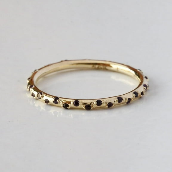 Amethyst Eternity Ring, Cluster Band, 18k Gold Plated Thin Band Ring, Stackable Ring, Delicate Band, Purple Gemstone Ring