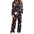 thumbnail image 2 of Womens Christmas Pajamas Set Long Sleeve Crewneck Top and Drawstring Pants Casual Sleepwear 2-Piece Holiday Lounge Homewear Outfits, 2 of 5