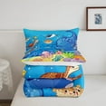 thumbnail image 4 of Marine Animals Comforter Set Twin,Shark Octopus Turtle Coral Bedding Set,Underwater World Cartoon Quilt Set Teens Adults Room Decor,Sea Blue Duvet Insert, 4 of 6