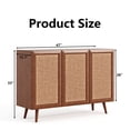 thumbnail image 2 of MDQMD Vintage Rattan Buffet Cabinet with 3 Doors & Adjustable Shelves,Walnut Console Table for Living Room,Sideboard for Dining Room, 2 of 9