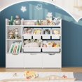 thumbnail image 5 of Toy Storage Organizer with 3 Movable Drawers, Kids Bookshelf with 6 Plastic Bins & 2 Storage Cubbies, Toy Chest with Hidden Wheels, Toy Storage Box for Playroom, Classroom, Kids Ro, 5 of 6