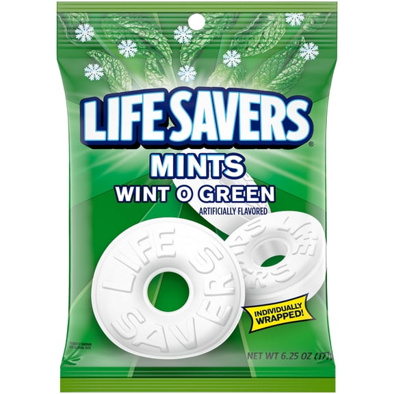 Life Savers 6.25 oz Wint-O-Green Breath Mints Hard Candy - Bag