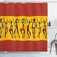 thumbnail image 1 of Ambesonne African Shower Curtain, Dancing People, 69"Wx84"L, Dark Orange Yellow Black, 1 of 3