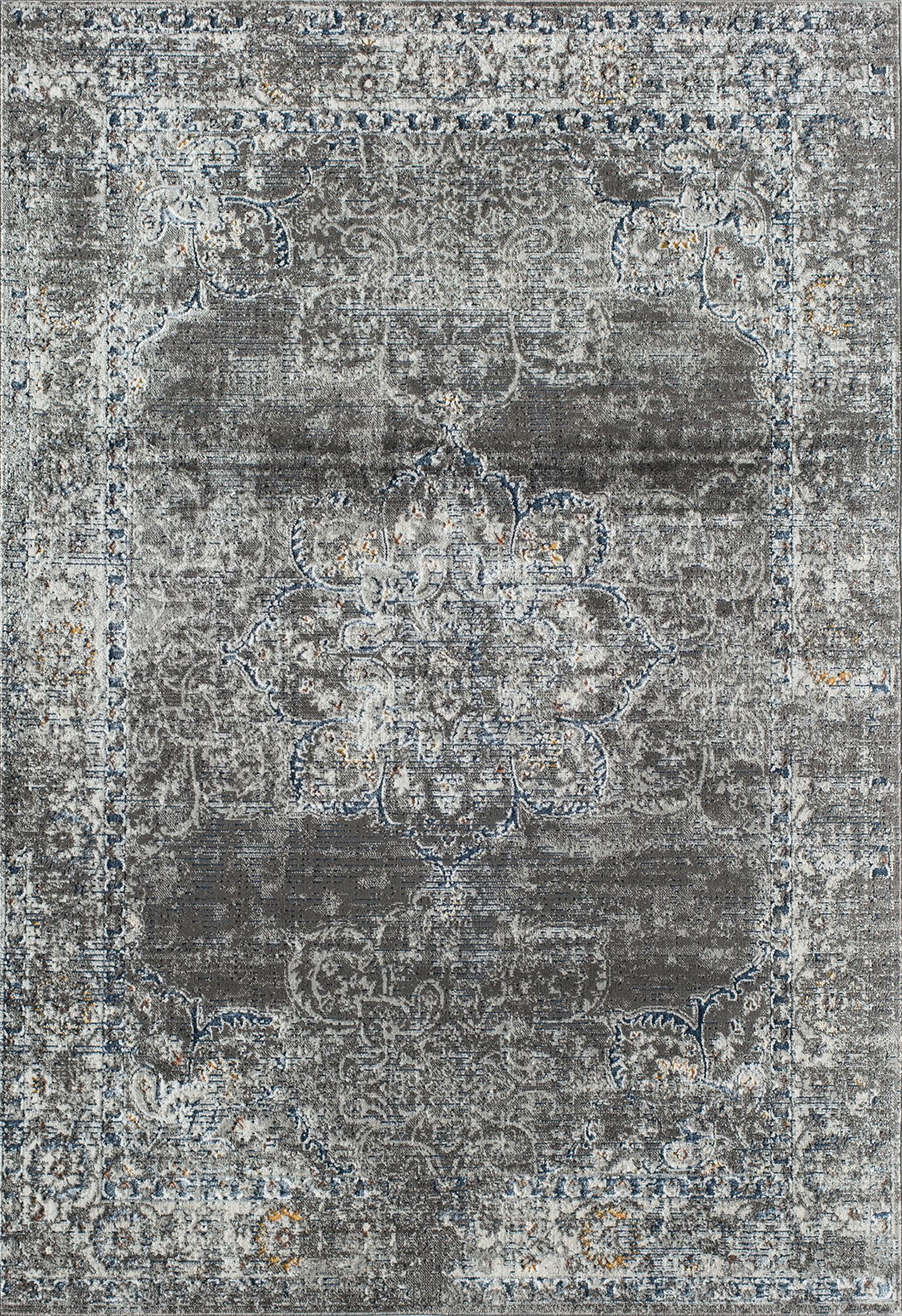 Rugs America Preston PS35A Shadow Bay Blossom Transitional Vintage Gray Area Rug, 5'3" x 7'0"