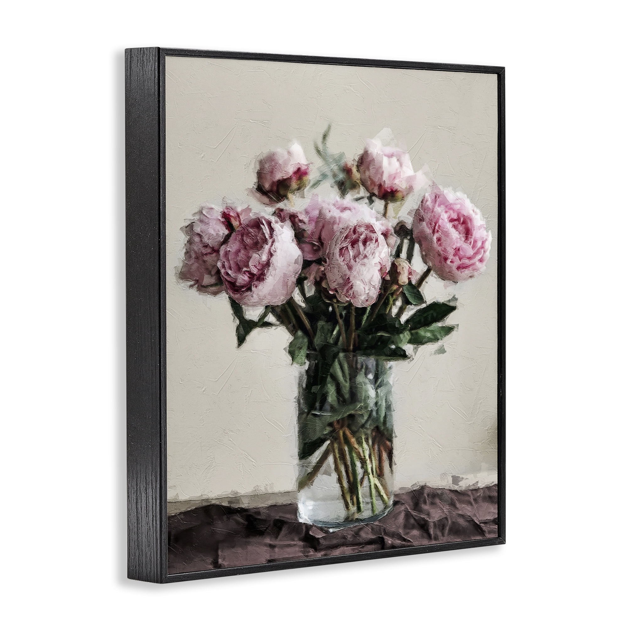 Stupell Industries Jar Of Roses Botanical & Floral Painting Black Framed Art Print Wall Art, 16 x 20