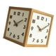 thumbnail image 1 of Reloj de esquina de pared de doble cara, punzón decorativo, madera maciza, 23x23cm, creativo, Marco marrón, 1 of 9