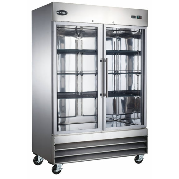 Heavy Duty Commercial Stainless Steel 47 cu ft Glass Door Reach-In Refrigerator (2 Door)