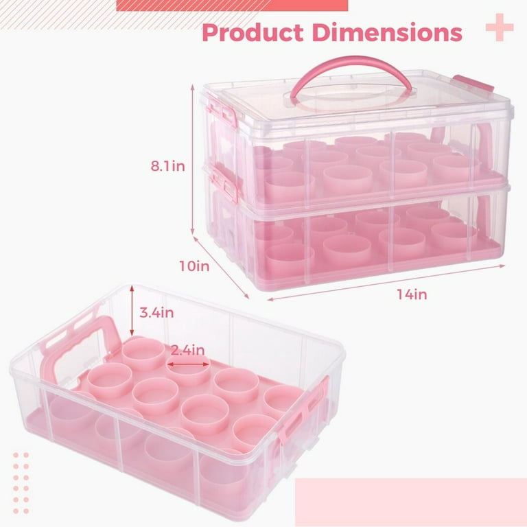 2 Tier Cupcake Carrier with Lid, Holds 24 Cupcakes (13.5 x 10.25 x 7.5 In)