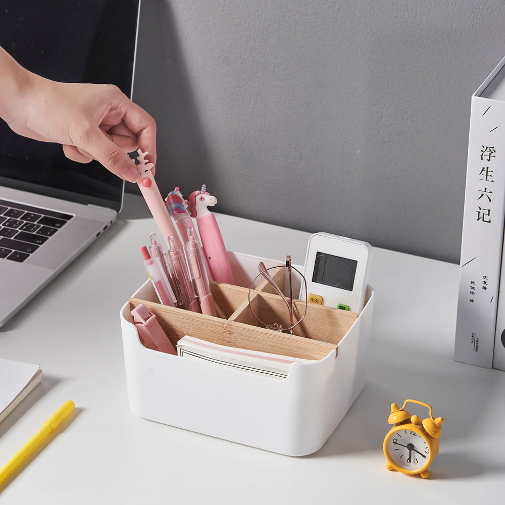 Desk Organizer, Remote Holder for Table, Modern Office Controller Pen Phone Holder Organizer, Stylish Caddy and Storage Accessories for Bedside Nightstand Desktop Coffee Table