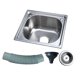 thumbnail image 1 of Fregadero de cocina utilitario de acero inoxidable de un solo seno, lavabo profundo con colador de desagüe y para lavar platos, adecuado para Estilo C, 1 of 8
