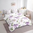 thumbnail image 3 of Manfei Kawaii Bow Tie 7 Pieces Bedding Comforter Set,Princess Bowknot Bow Full Bedding Set,Country Daisy Floral Fitted Sheet Flat Sheet For Girl Kids,Luxury Bedroom Decor Reversible, 3 of 8