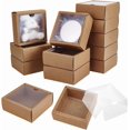 thumbnail image 1 of 20 cajas cuadradas de papel con ventana de PVC, 11 x 11 x 4,5 cm (4,33 x 4,33 x 1,77 pulgadas). Caja de regalo de papel., 1 of 5